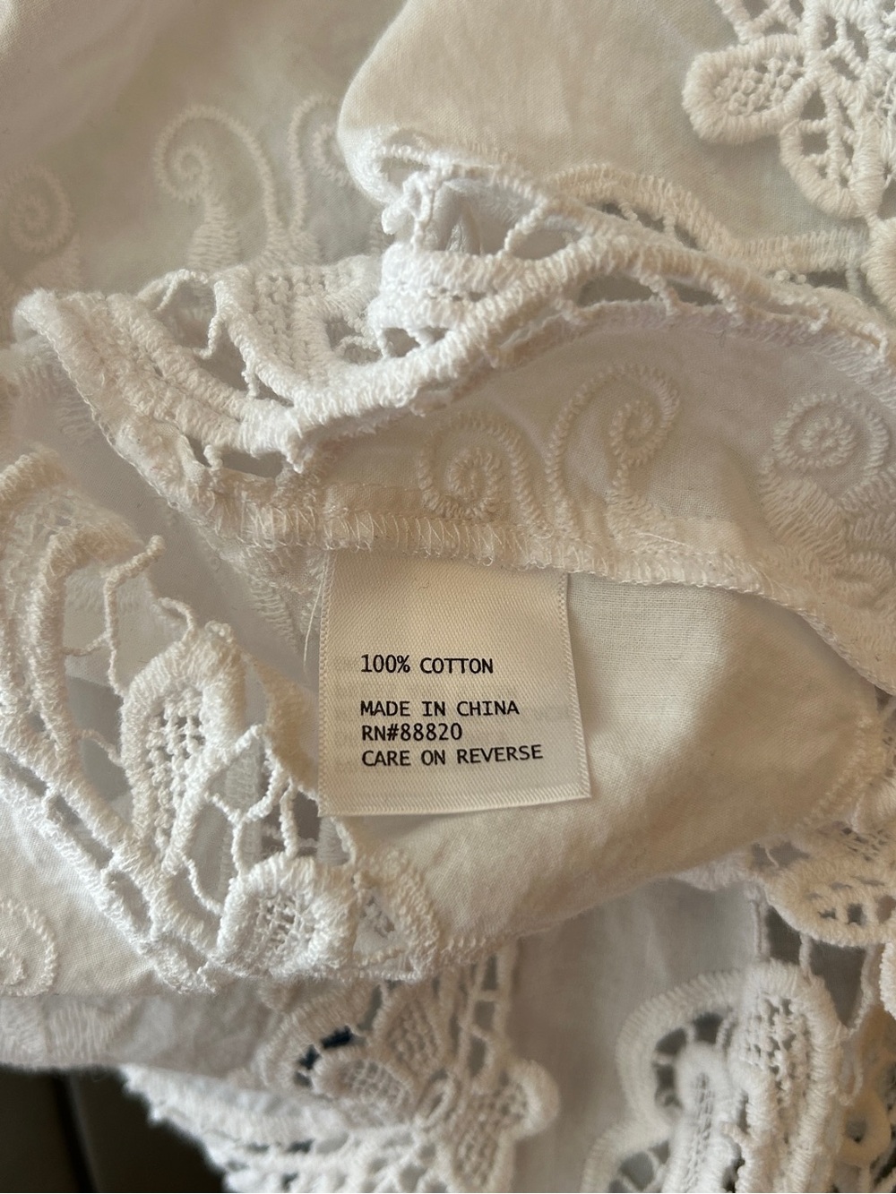 Cynthia Rowley White Embroidered Lace-Trim Blouse - Picture 7 of 7